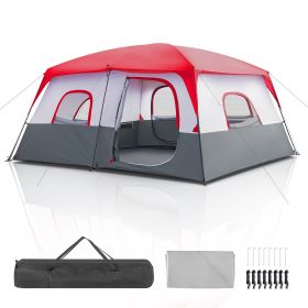430*430*210cm Polyester Cloth Fiberglass Poles Can Accommodate 14 People Camping Tent Red And White