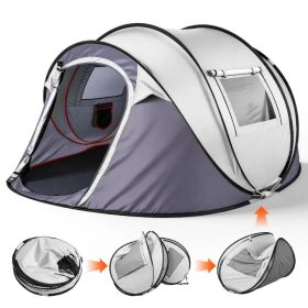 4 Person Pop Up Tent for Camping, Waterproof Instant Family Tent with Front Awning, Automatic Tent Throw Pop Up Instant Flip Pop Tent for Camping (Option: Default title)